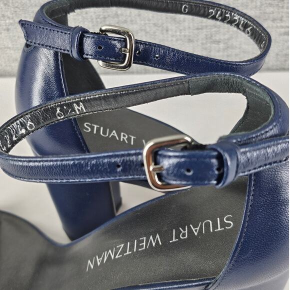 STUART WEITZMAN NEARLYNUDE ANKLE STRAP SANDALS NICE BLUE - SIZE 6.5 - G242246 - Picture 4 of 10